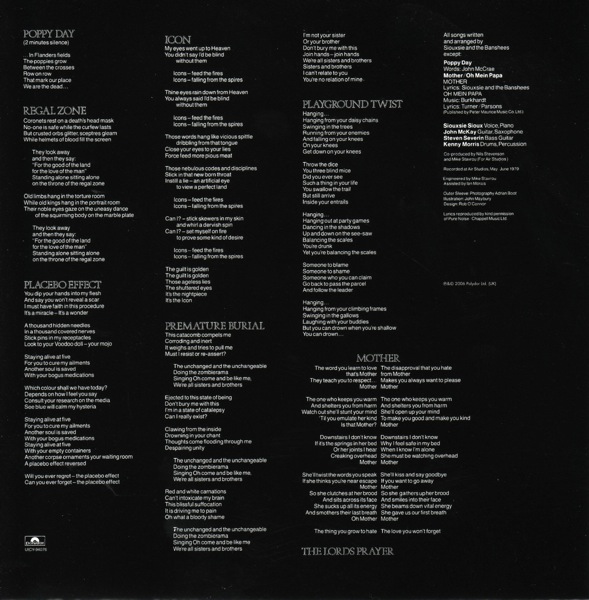 inner sleeve front, Siouxsie & The Banshees - Join Hands